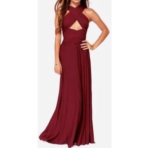TRICKS OF THE TRADE BURGUNDY MAXI DRESS